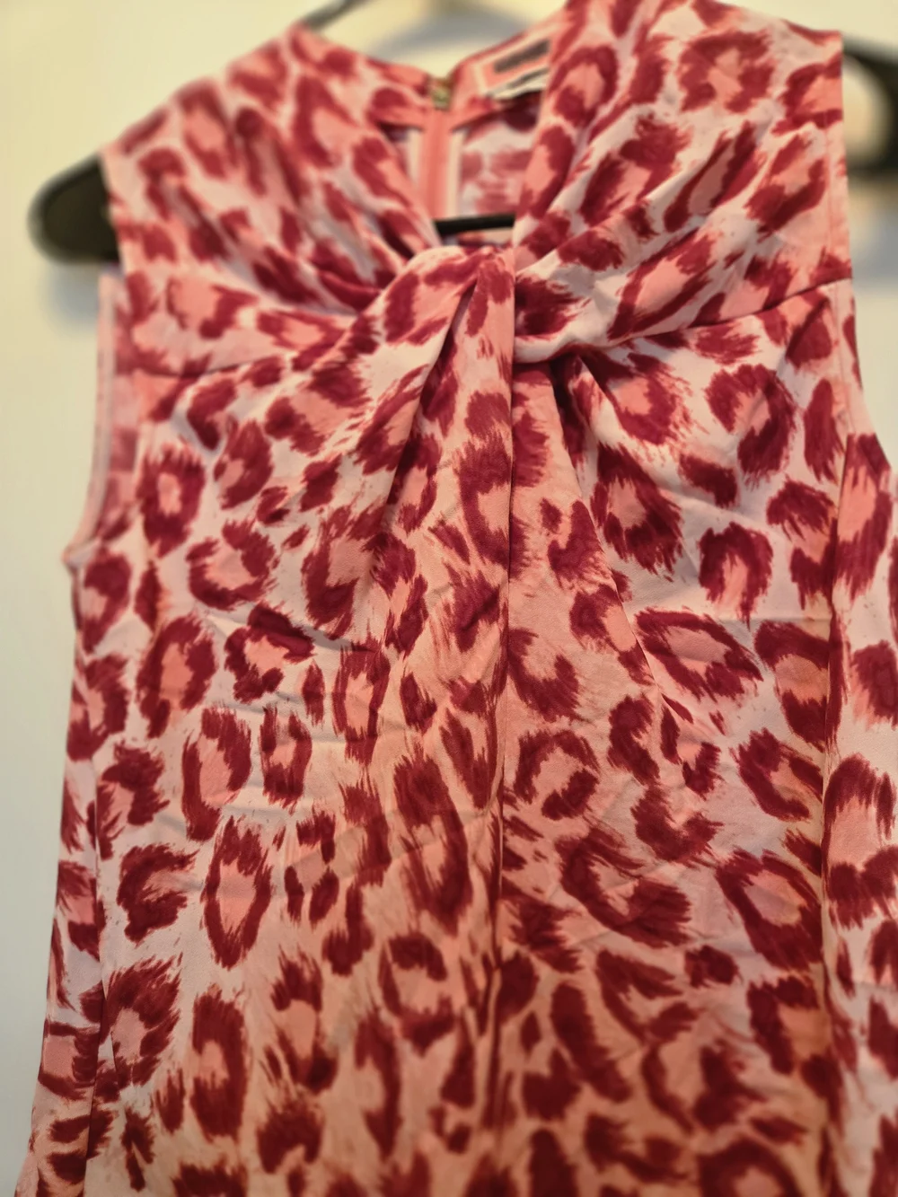kate spade Pink and Red Animal-Print Bow-Front Sleeveless Top
